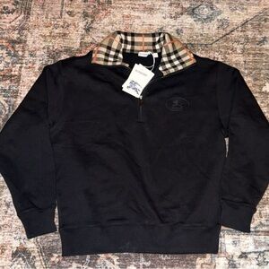 Burberry Black Top with Checkered Collar